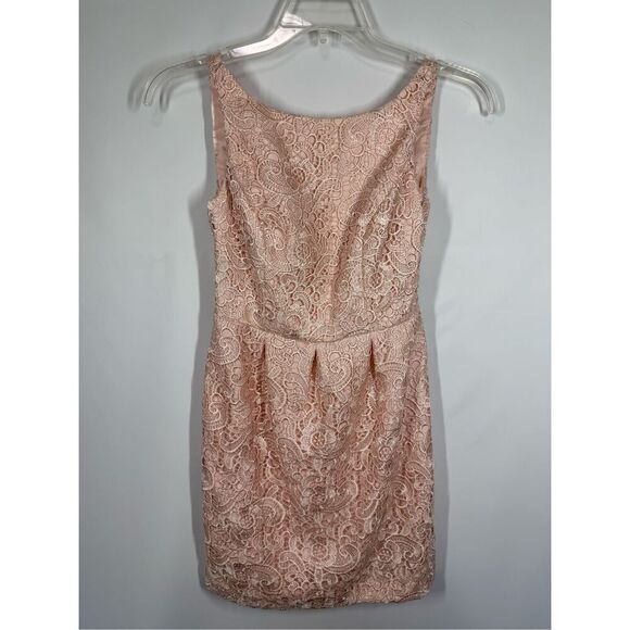 Aiden Mattox open back lace overlay mini sheath dress size 4 - Picture 4 of 12